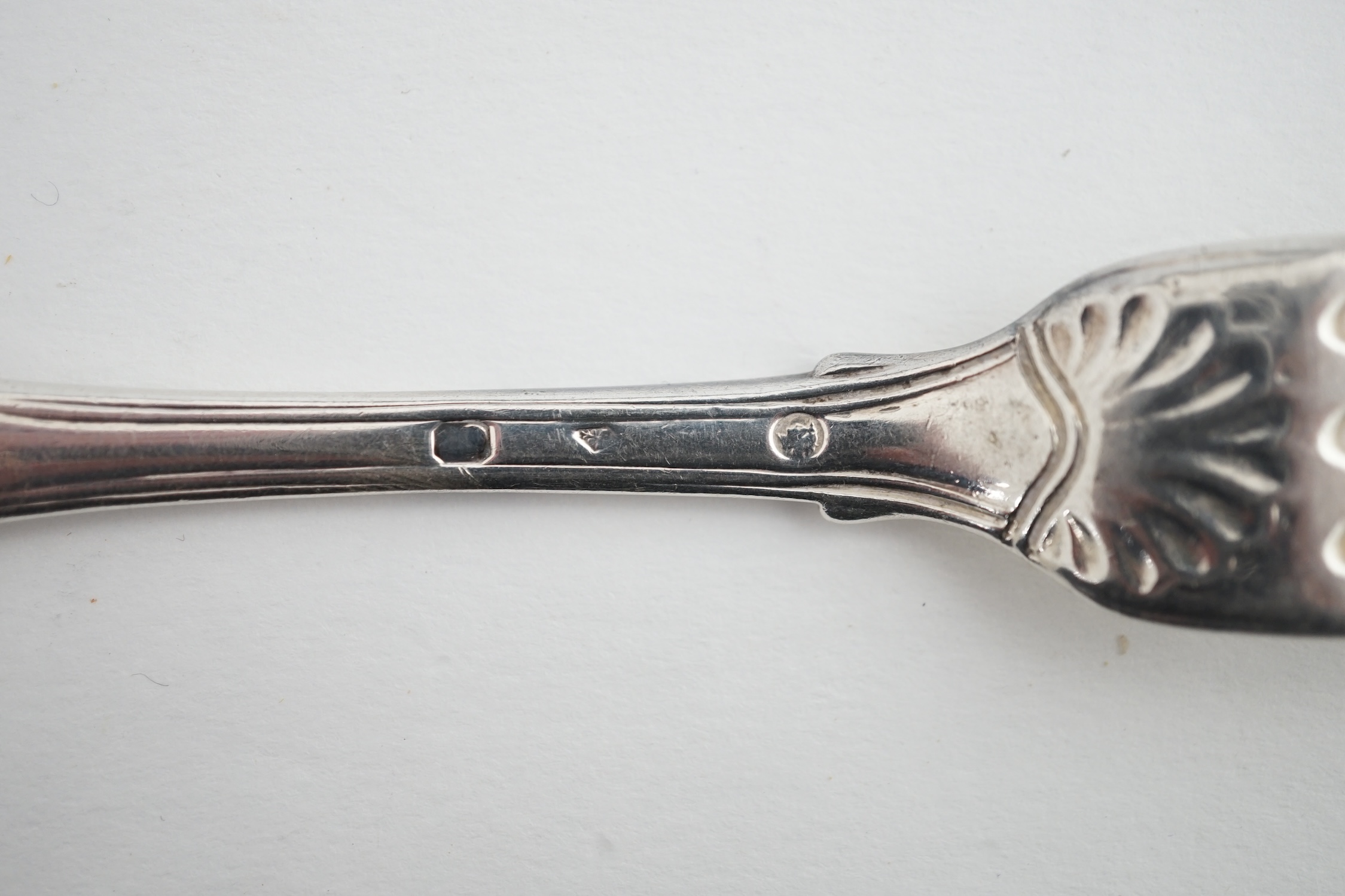 A harlequin set of eleven Georgian and Victorian silver Kings pattern dessert forks, various dates and makers